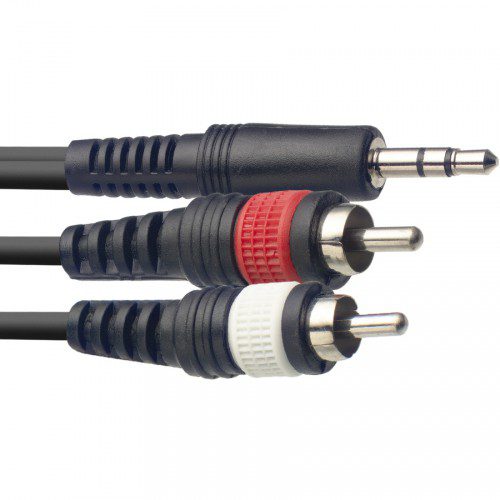 STAGG SYC3/MPSB2CM 3M 3.5MM MINI JACK TO 2 X RCA CABLE