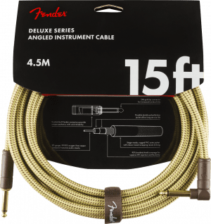 FENDER DELUXE 15 FOOT RIGHT ANGLE CABLE TWEED