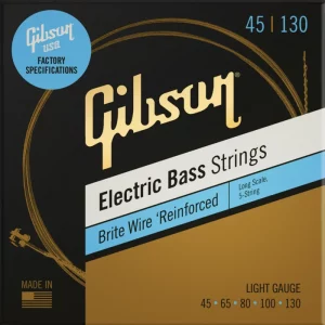 GIBSON BRITE WIRE 5 STRING BASS STRINGS, LONG SCALE 45-130