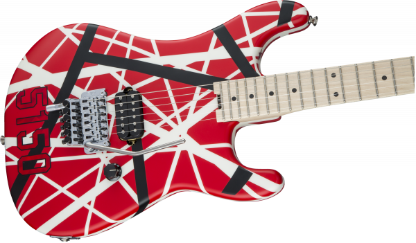 EVH STRIPED SERIES 5150 RED WITH BLACK AND WHITE STRIPES